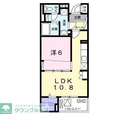 ブリッサ港南(1LDK/3階)の間取り写真