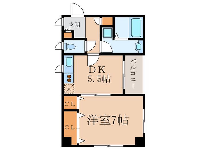 エムズコート(1DK/2階)の間取り写真