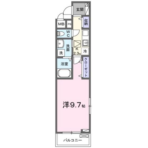 セレーノ.M(1K/1階)の間取り写真