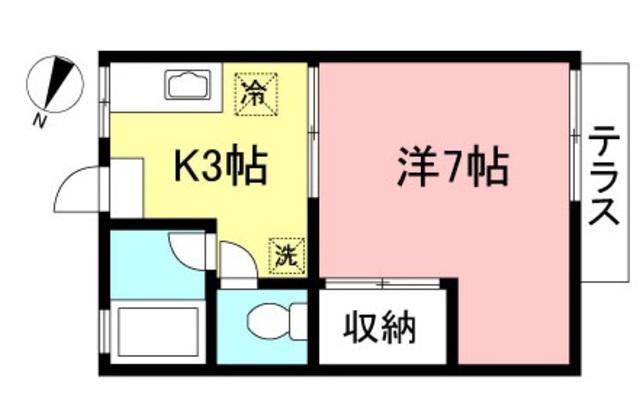ビラ田園(1K/1階)の間取り写真