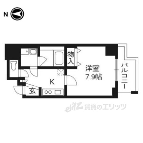 アスヴェル京都西京極503(1K/5階)の間取り写真