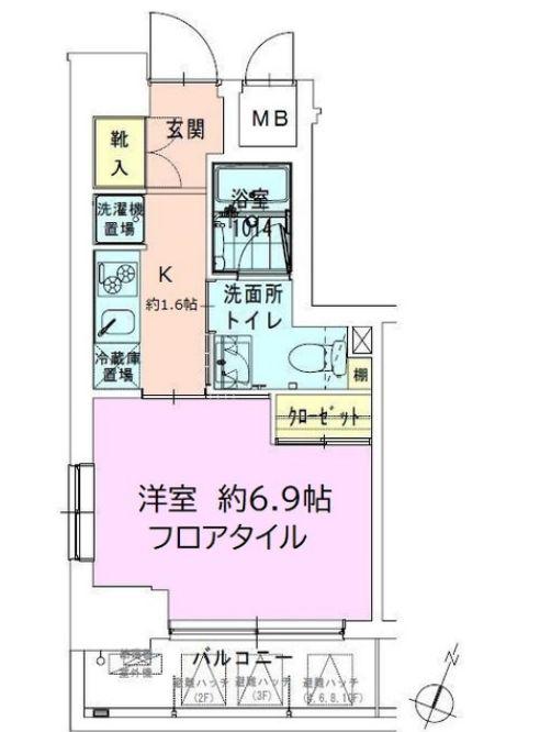 門前仲町レジデンス弐番館(1K/5階)の間取り写真