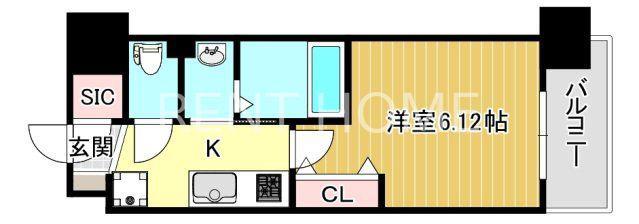 LUXE布施北III(1K/2階)の間取り写真