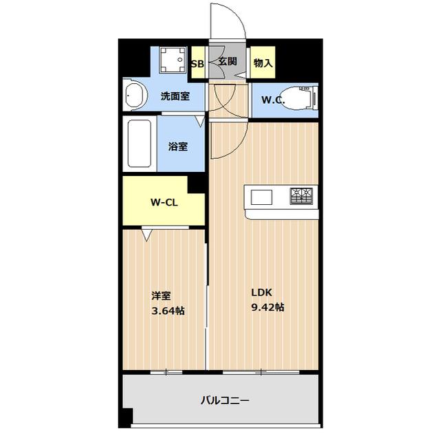 LIBTH薬院PREMIER(1LDK/3階)の間取り写真