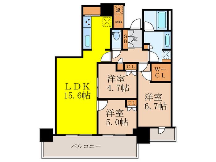 シエリアタワー千里中央(3LDK/10階)の間取り写真