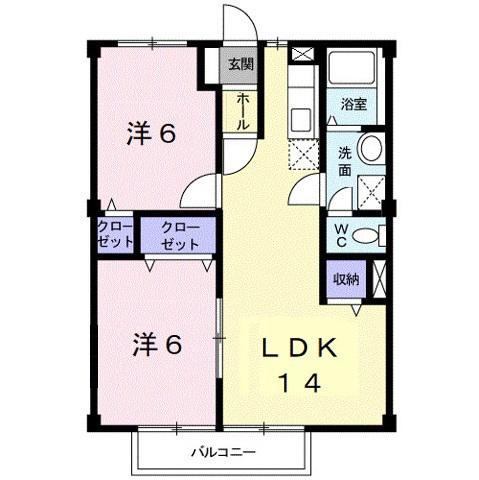 コーポサンシャイン(2LDK/2階)の間取り写真