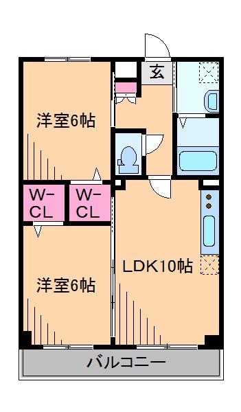 フール プロスペレ(2LDK/5階)の間取り写真
