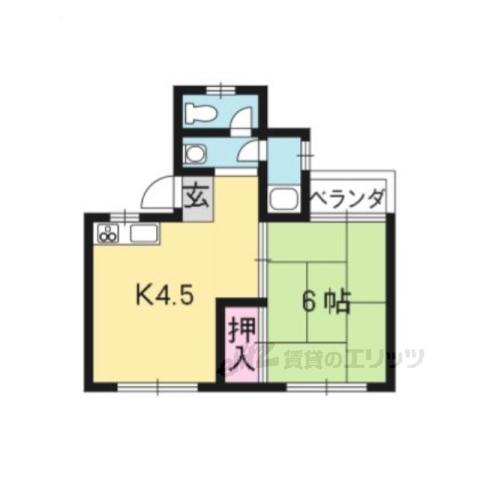 御土居マンション(1K/4階)の間取り写真