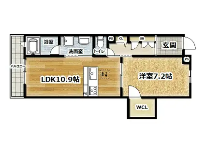 エクラシエ桃山筒井(1LDK/1階)の間取り写真