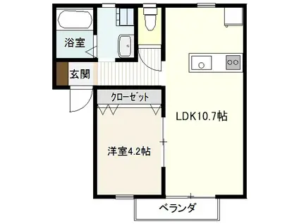 スペーシア(1LDK/2階)の間取り写真