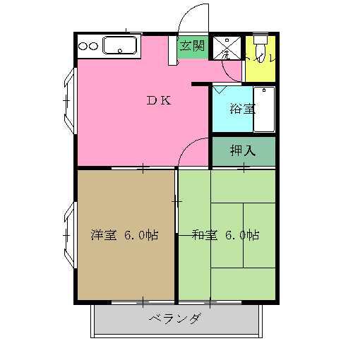 エステートピア(2DK/2階)の間取り写真