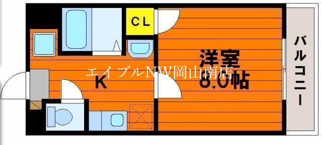 カレン下中野(1K/4階)の間取り写真