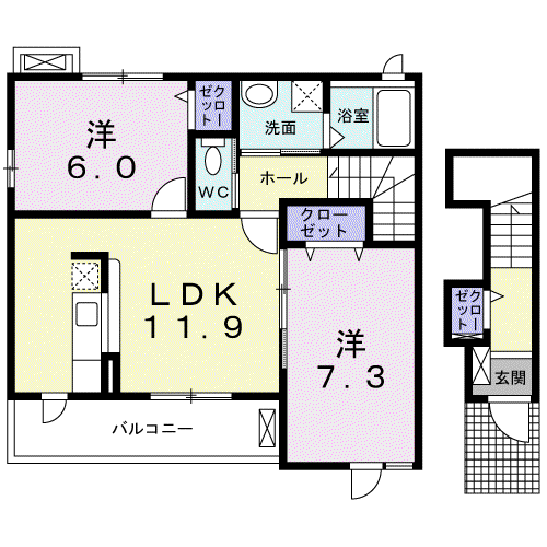 ノーヴァ ミニョン(1LDK/1階)の間取り写真