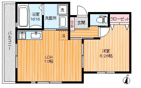 ブランノワール(1LDK/2階)の間取り写真