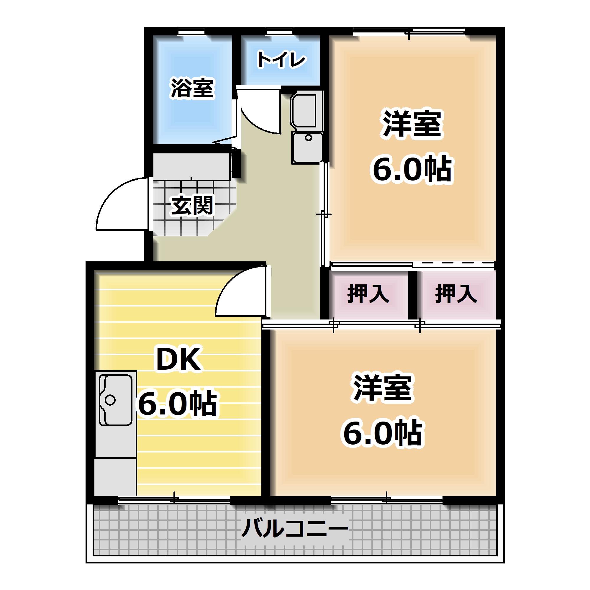 セントポーリア(2DK/3階)の間取り写真
