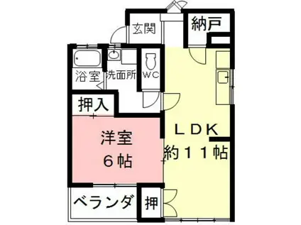 城前レジデンス(1LDK/4階)の間取り写真