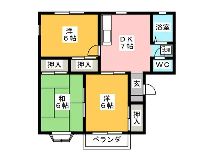 サニーハイツくろの A棟(3DK/2階)の間取り写真
