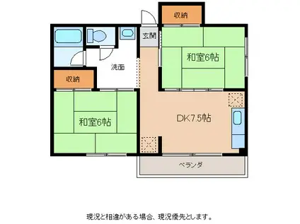 きくやアパート(2DK/3階)の間取り写真