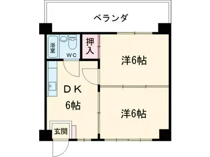 ケイコー港川マンション(2DK/2階)の間取り写真