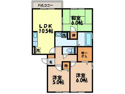 アベニュー島田VII(3LDK/2階)の間取り写真