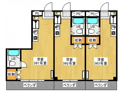 橋本マンション(ワンルーム/3階)の間取り写真