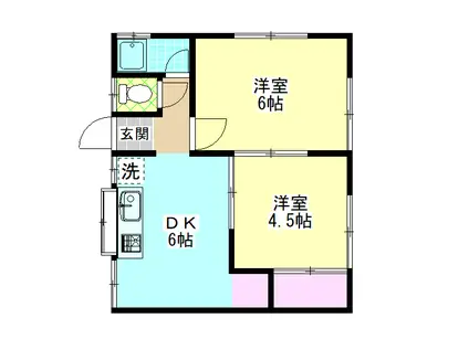 桜アパート(2DK/1階)の間取り写真