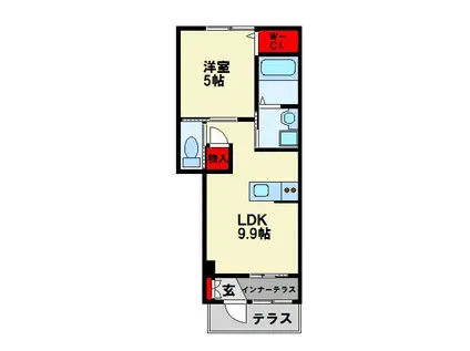 シェルル尾倉(1LDK/1階)の間取り写真