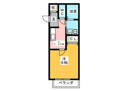 アークスクエアI(1K/1階)の間取り写真