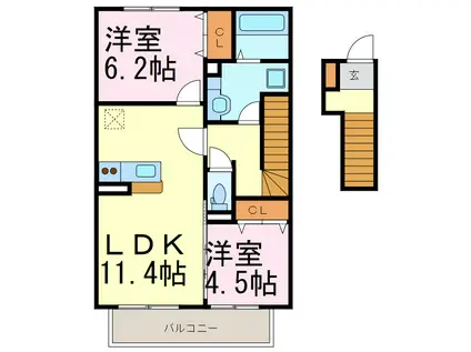 パークハウス常滑 A棟(2LDK/2階)の間取り写真