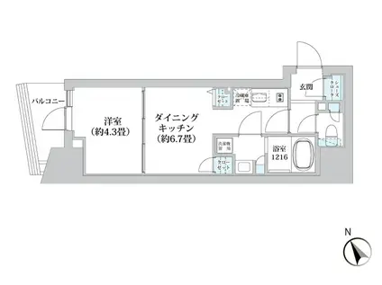 ライオンズフォーシア五反田(1DK/9階)の間取り写真