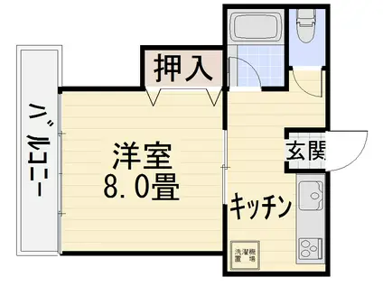 ヴァロワール山科(1K/1階)の間取り写真