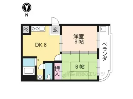 VIP一言寺(2DK/3階)の間取り写真