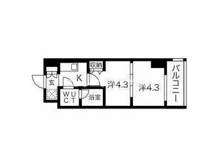 スパシエ蒲田グランドタワー(2K/13階)の間取り写真