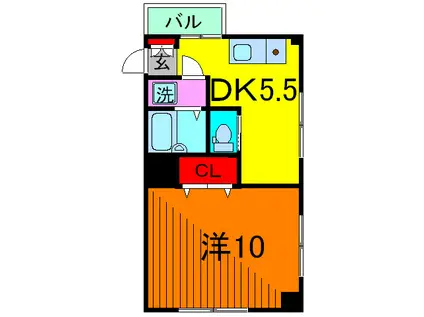 ドーブアヤセ(1DK/3階)の間取り写真