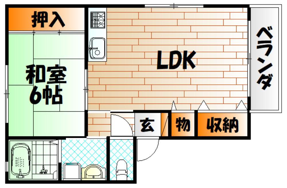 フラーリッシュ若園A(1LDK/1階)の間取り写真