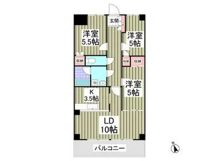 フローラ大塚壱番館(3LDK/2階)の間取り写真