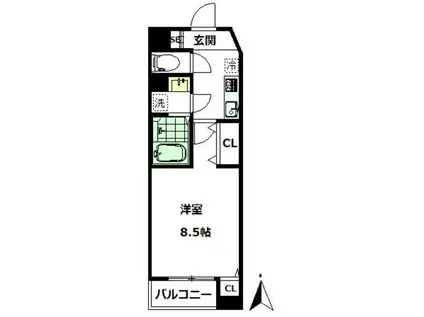 ミラコスタ高円寺(1K/4階)の間取り写真