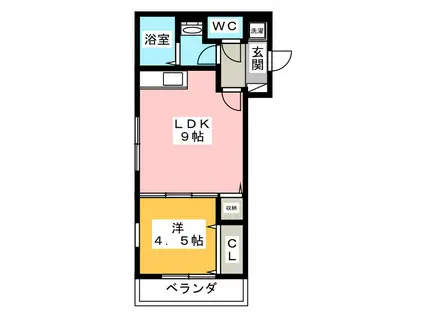 クオーレ横浜(1LDK/2階)の間取り写真