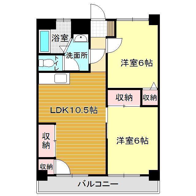 ガーデンコート井堀(2LDK/6階)の間取り写真