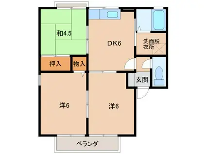 グリーンフルカマダII(3DK/2階)の間取り写真