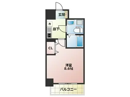 リヴィアス難波ルーチェ(1K/8階)の間取り写真