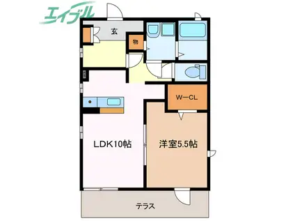 ラベンダー(1LDK/1階)の間取り写真