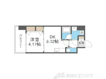 プレジオ江坂II(1DK/8階)の間取り写真