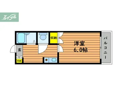 サンシャインα(1K/3階)の間取り写真