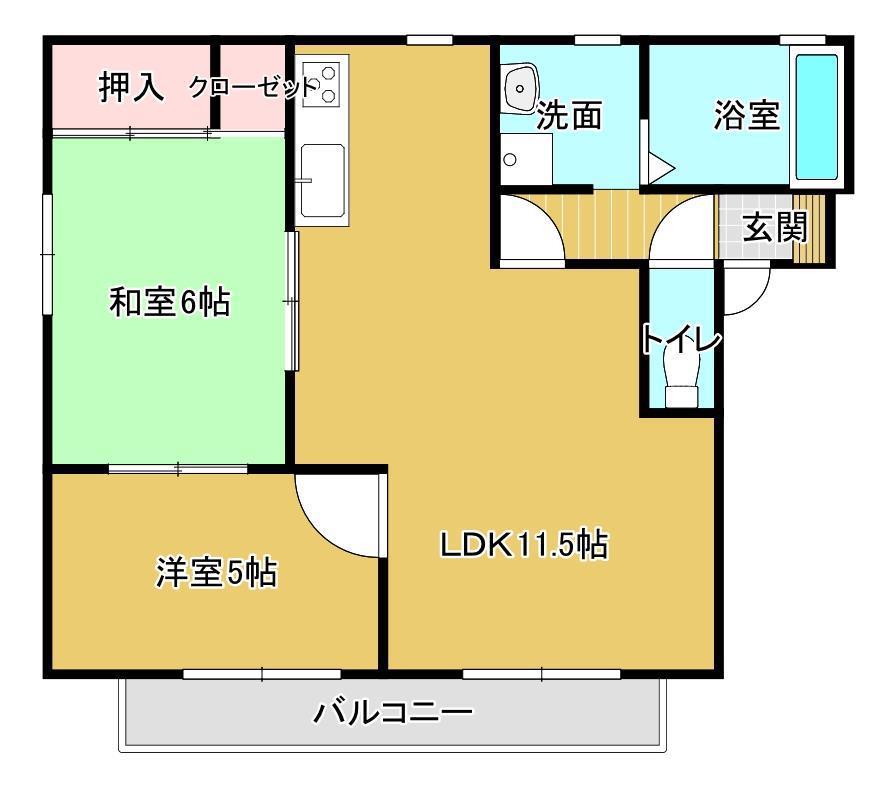 シャーメゾン香詩夢B棟(2LDK/2階)の間取り写真