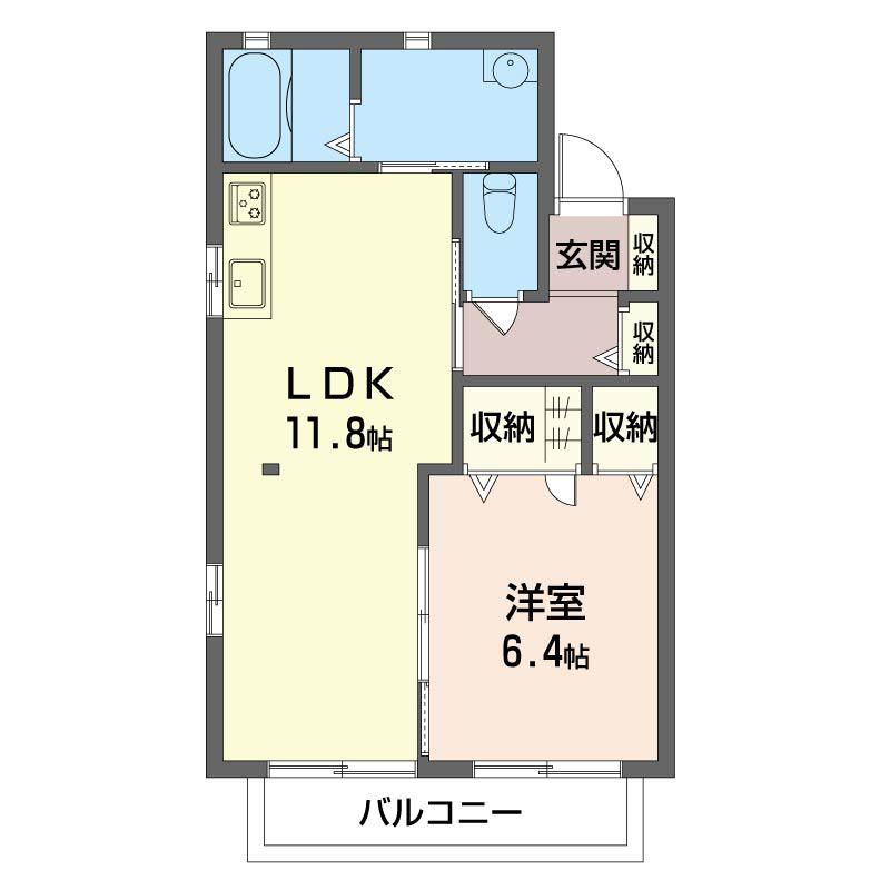 第IIIムツミハイツ(1LDK/2階)の間取り写真