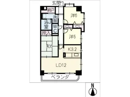 ダイアパレスステーションプラザ原 202号(3SLDK/2階)の間取り写真