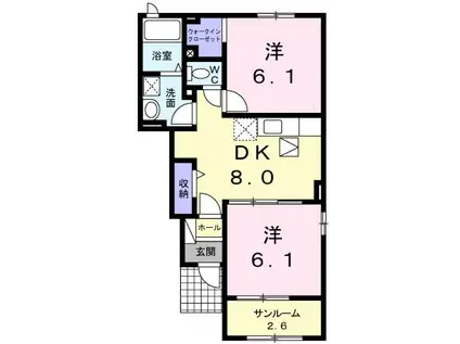 SCHON II(2DK/1階)の間取り写真