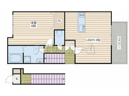 アークレイ鵤I(1LDK/2階)の間取り写真