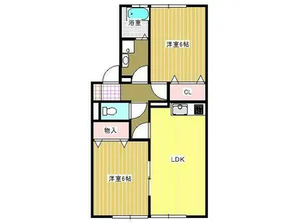 ヴィラージュ コヒジ(2LDK/1階)の間取り写真